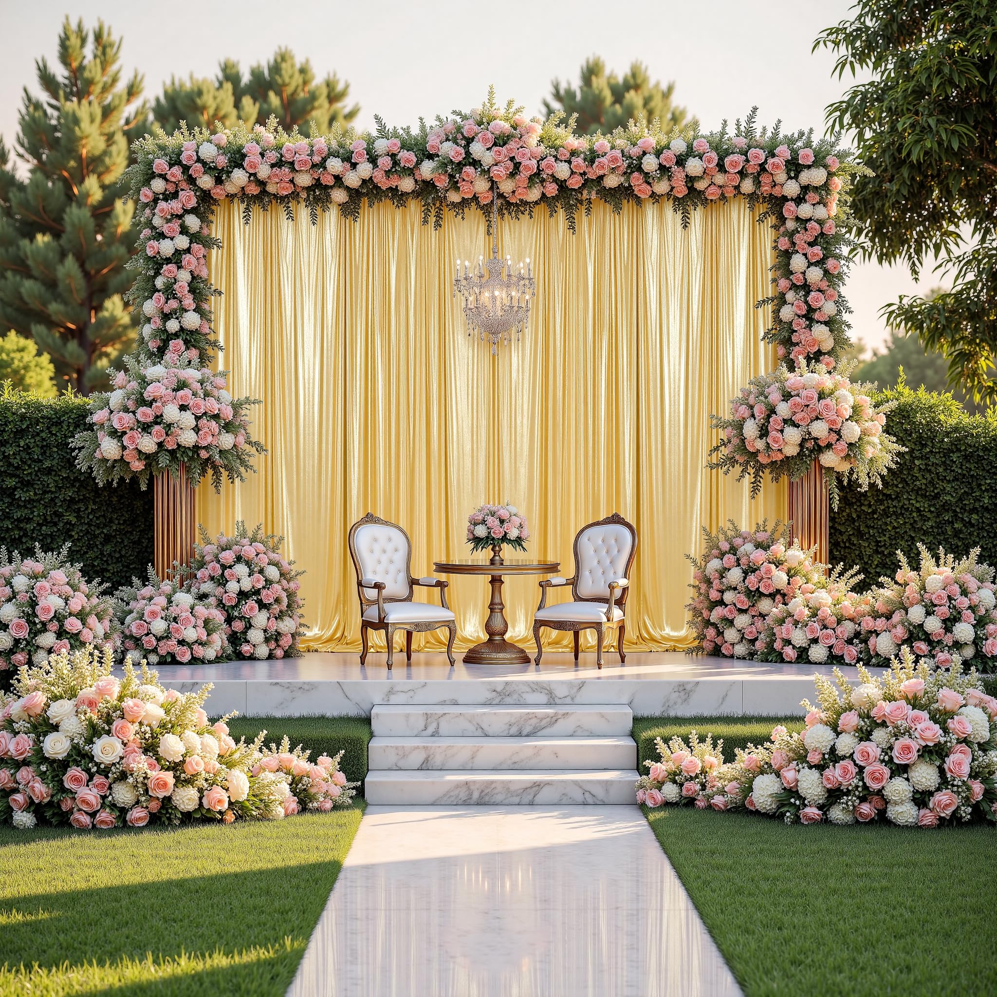 gogoparti Tenda con paillettes dorate, 9 x 3 m, 6 pannelli di tende glitterate senza pieghe per fotografia, compleanni, matrimoni e lauree, 12 x 3 m