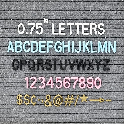 Vista 10 de Letras para tableros de letras de fieltro, 300 piezas, incluyendo caracteres, números y símbolos de 0.7 pulgadas para tableros de mensajes de Negro