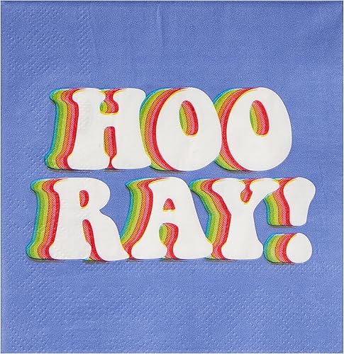 Miniatura 2 de C.R. Gibson Hooray - Servilletas de bebidas de lámina dorada, 20 unidades (TW4-25412)