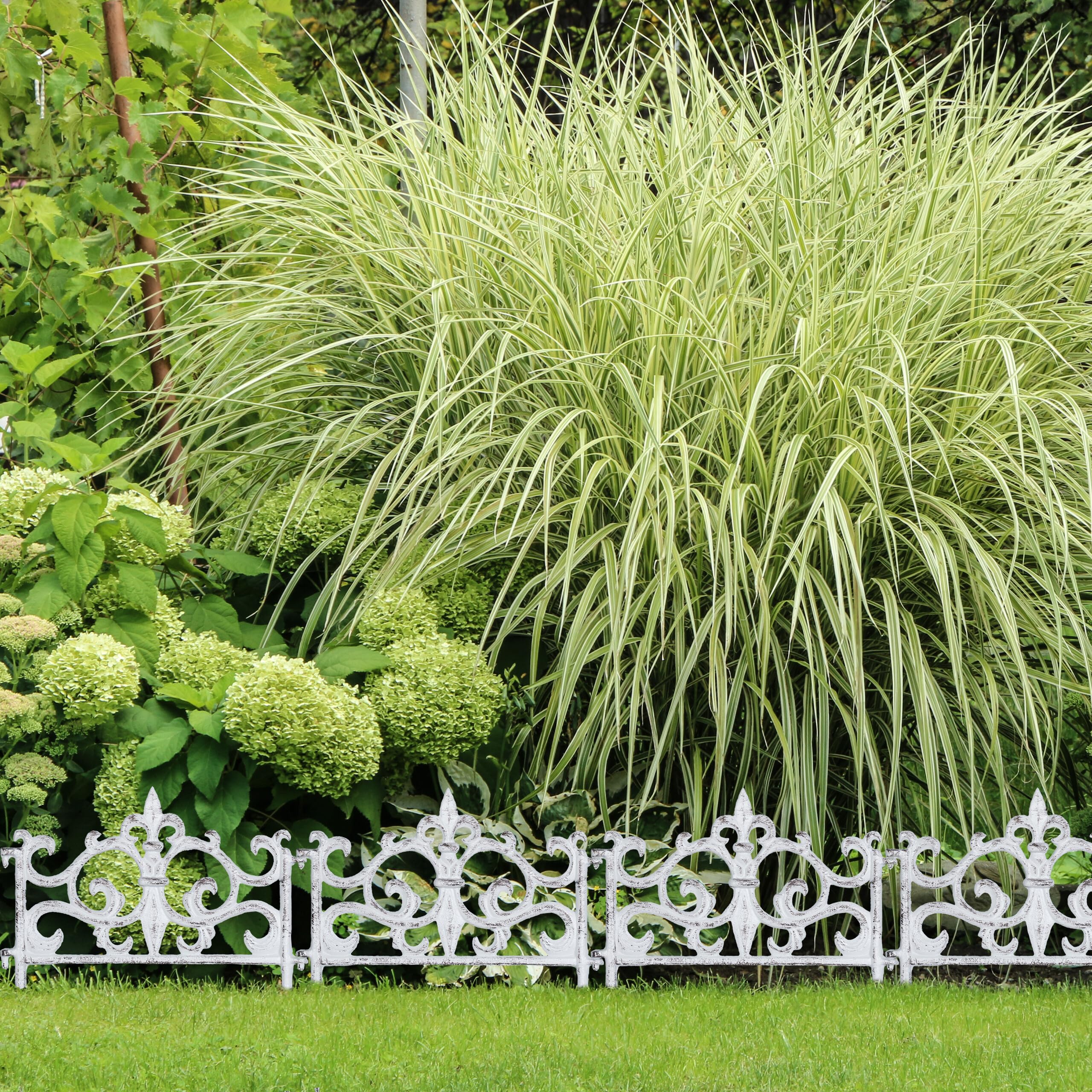 Relaxdays Barrière de Jardin, 10 éléments, Design Vintage, à Planter, Chaque élément H x L : 27 x 27 cm, Blanche
