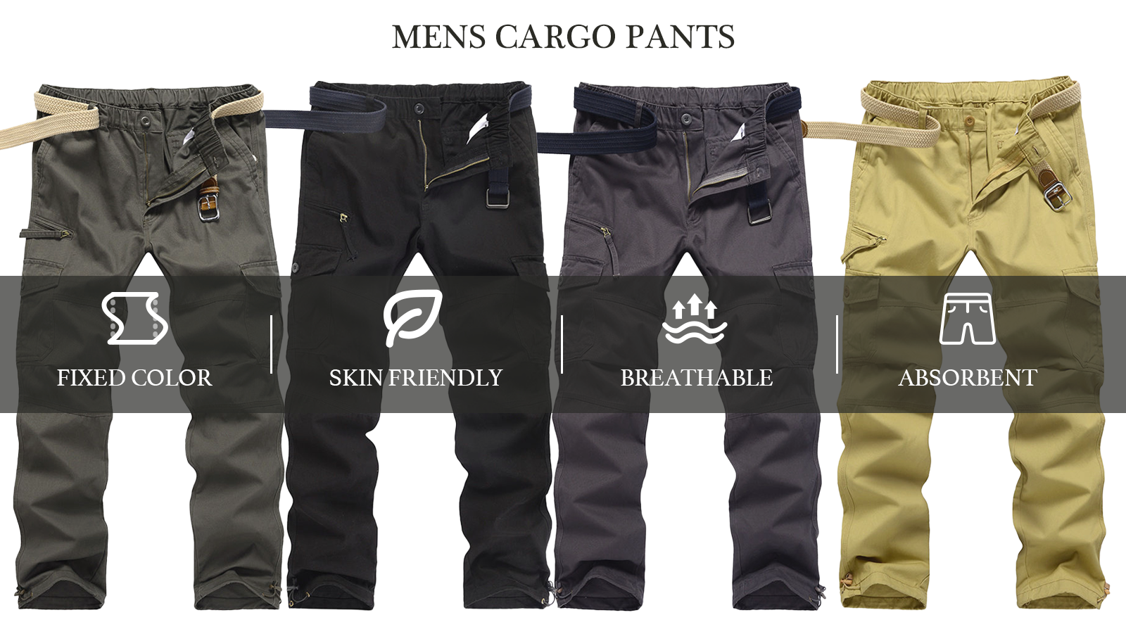 Amazon.com: MYMRIN Mens Cargo Pants Elastic Waistband 7 Pockets