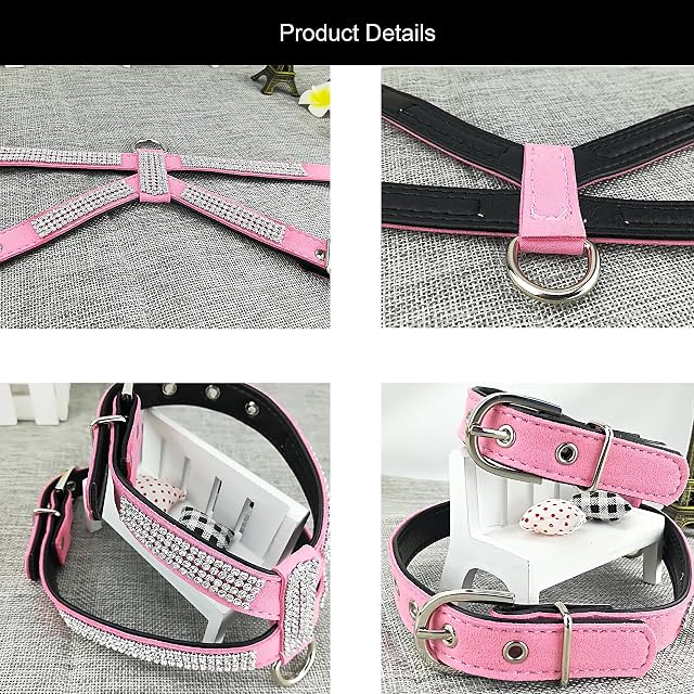 Foto 6 de 7 de Newtensina Moda Cachorros arnes con Diamantes y Correa Linda Mujer Bling Perro arnes con Pajarita Correa…