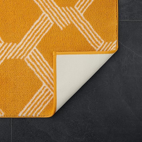 Miniatura 5 de Scott Living Juego de toallas de baño y alfombras de baño  Abstracto amarillo ocre  Lewis 100 algodón Hygro Jacquard 6 piezas 2 toallas de baño 2