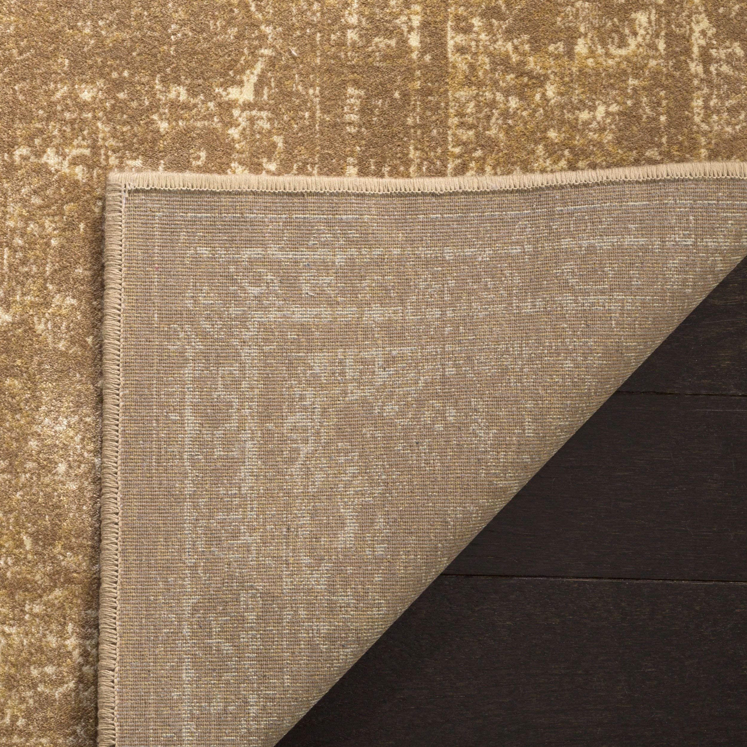 Runder Teppich 80 Cm – Braun Mit ägyptischem Skarabäus-Muster, Waschbar, Rutschfest, Kurzflor