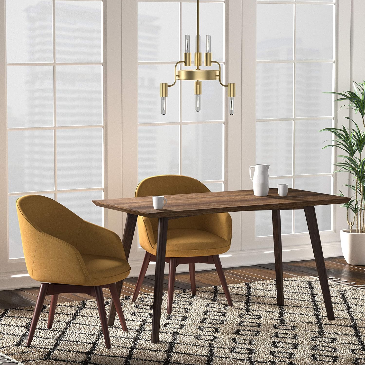 Flаѕh Dеаlѕ - 40% оƒƒ Amazon Brand – Rivet Tubular Pendant Chandelier, Modern 6-Light Brass and Glass, with Bulb, 18.13H, Satin Brass