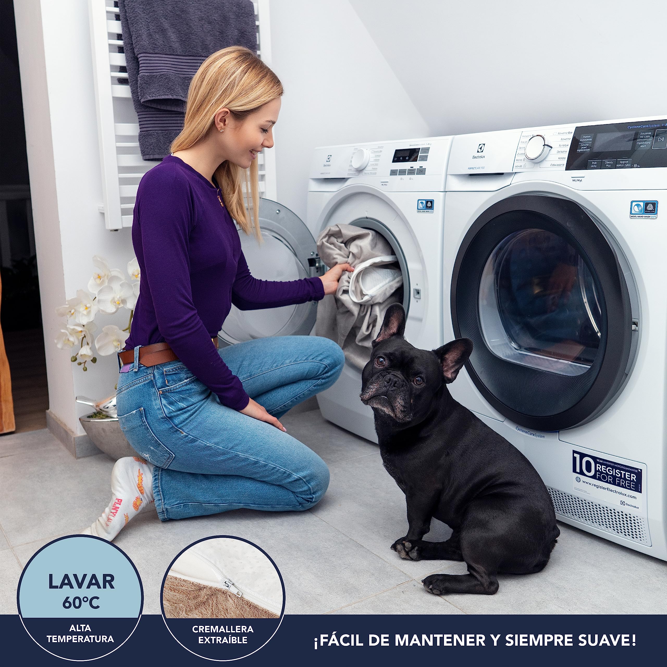 Cama Perro Grande Ortopédica XL - Cojines para Perros Espuma con Memoria - Manta Removible Resistente al Agua Lavable en Lavadora, 110x70x9cm