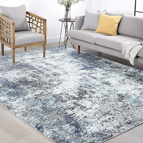 Tayse Jerrell - Alfombra rectangular azul de 4 x 6 pulgadas para dormitorio niños bebé o habitación de bebé contemporánea abstracta