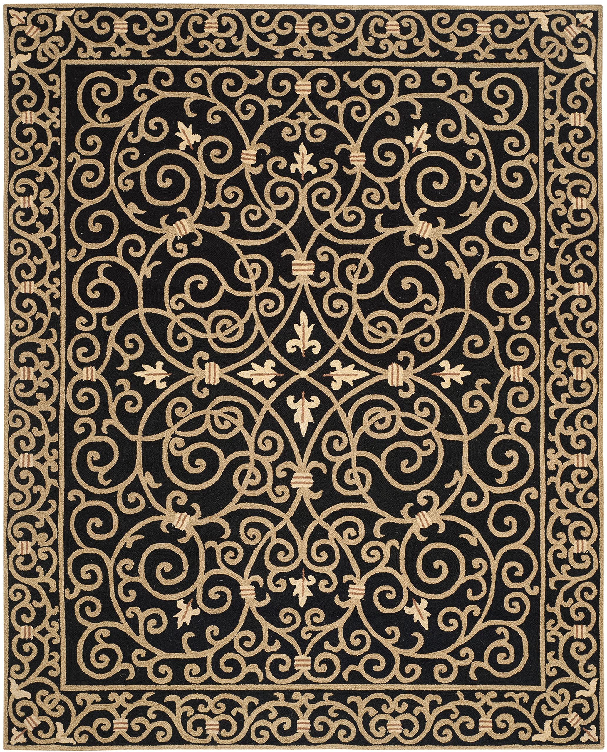 SAFAVIEH Chelsea Collection Area Rug - 6' x 9', Ivory, Hand-Hooked French Country Floral Wool, Ideal for High Traffic Areas in Living Room, Bedroom (HK141A)