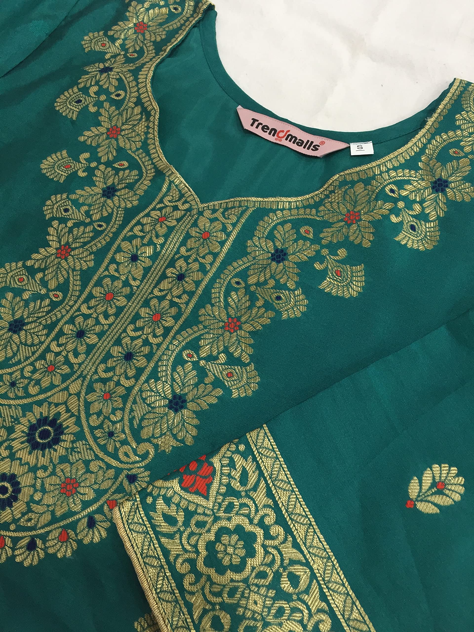TRENDMALLS Abito da donna in seta Salwar Set cucito indiano pakistano abito etnico da sposa pronto da indossare