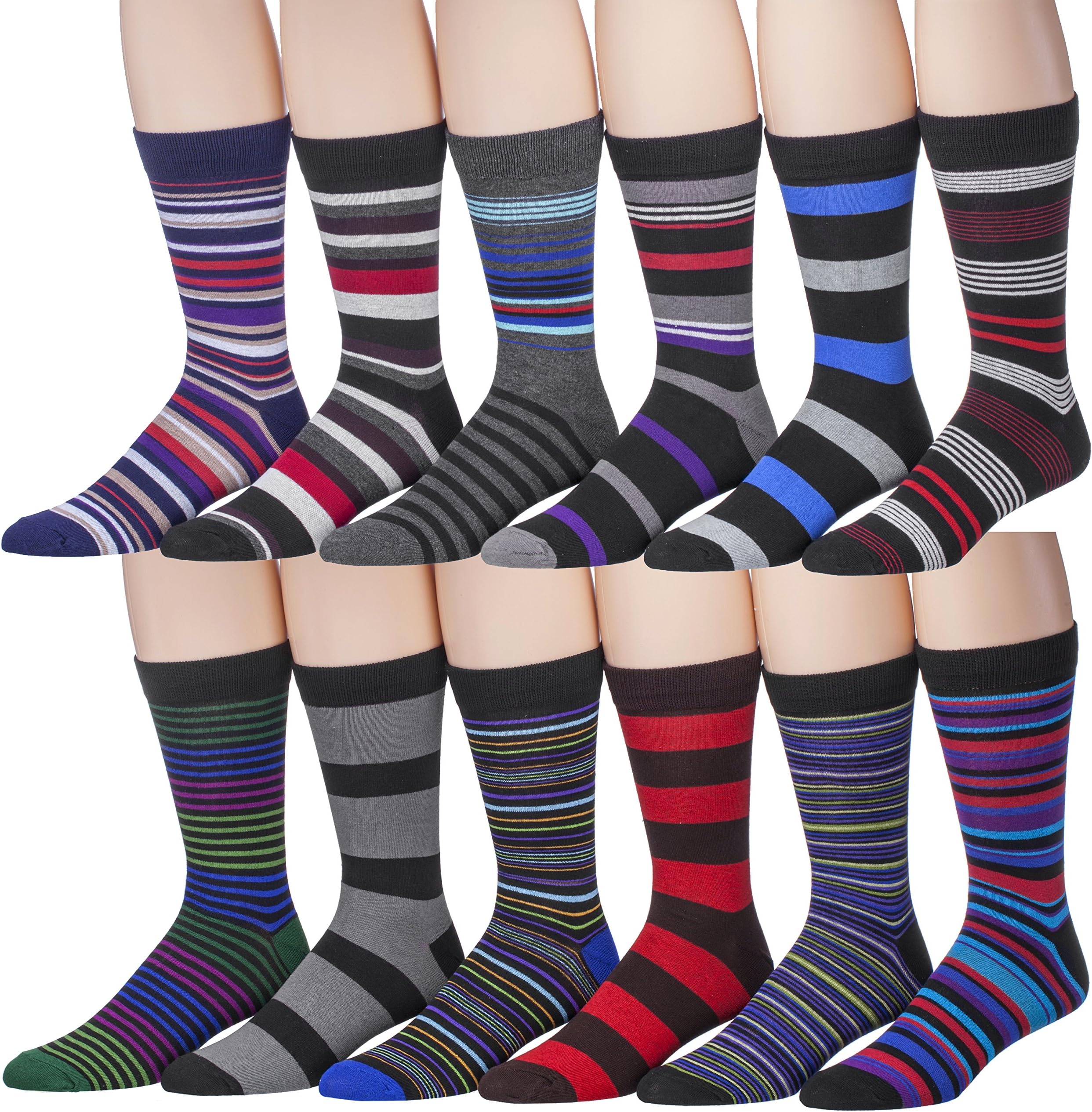 Men's Pattern Dress Socks Blend Colorful 12 Designes Size 10-13 (12 Pair) 2700