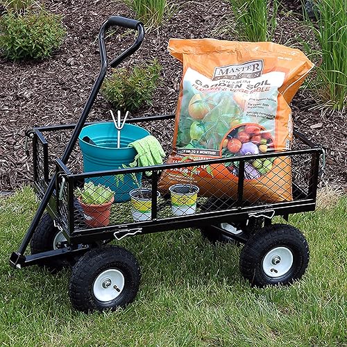 Miniatura 2 de Carrito remolcador con laterales plegables extraíbles de la marca Sunnydaze capacidad para 400 libras de peso