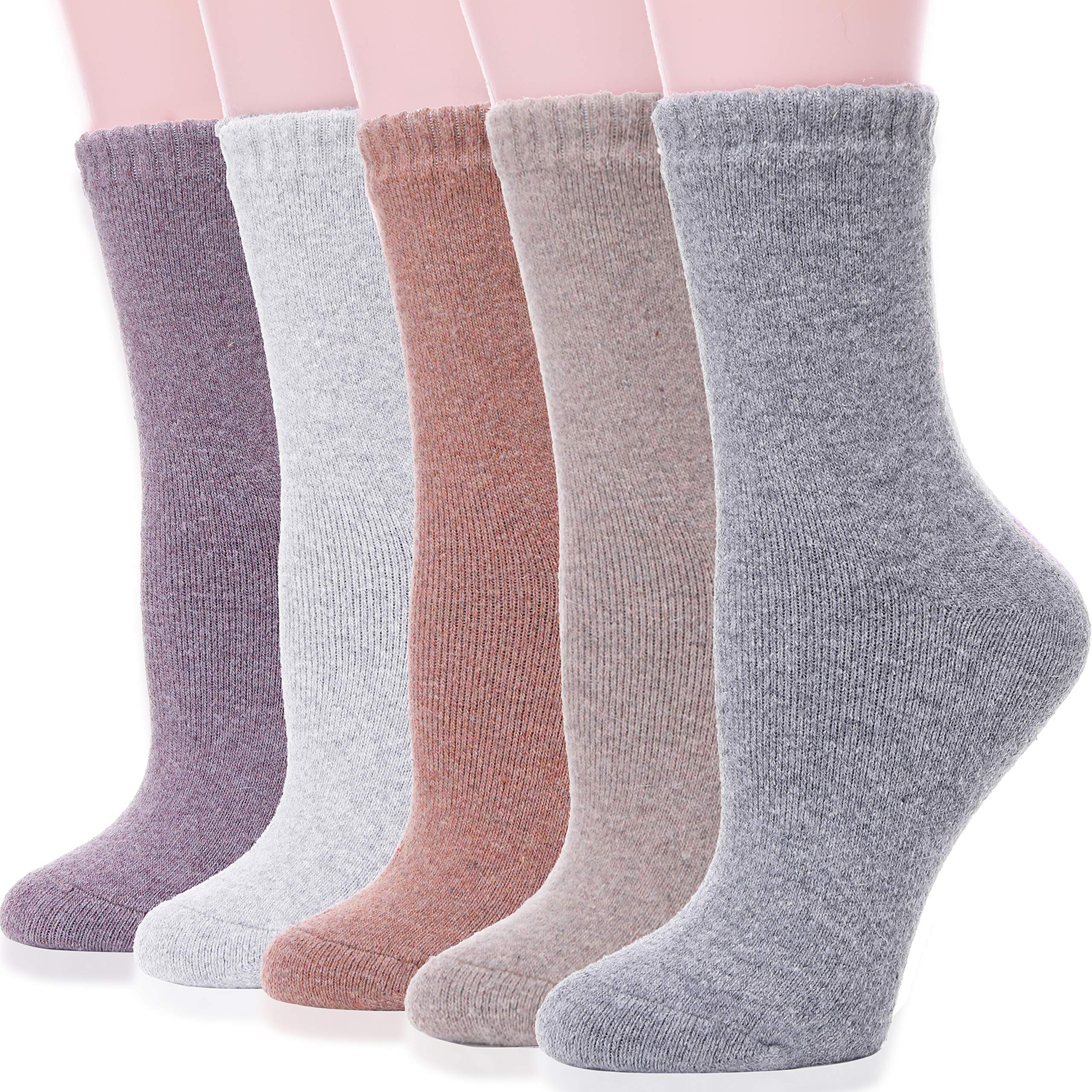 Sandsuced5 Pack Merino Wool Socks for Women Hiking Warm Thick Cozy Boot Thermal Winter Work Soft Ladies Socks