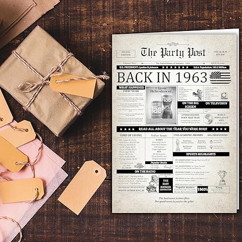 Miniatura 5 de Tarjeta de cumpleaños número 61, tarjeta jumbo de feliz cumpleaños para hombres o mujeres nacidos en 1963, regalos divertidos grandes para papás o