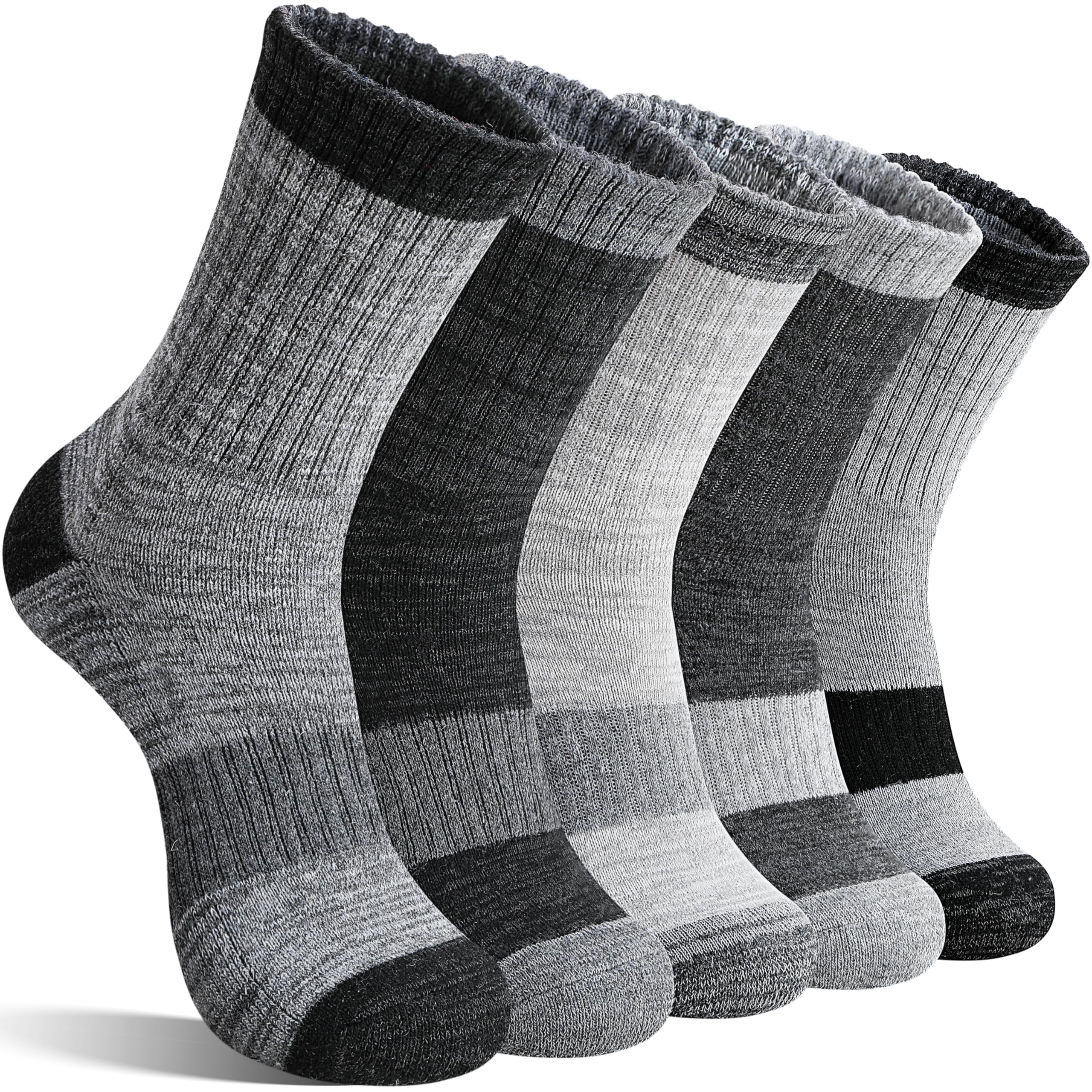 SAVALOS Merino Wandersocken für Damen Herren, Wolle Thermosocken, Warme Wintersocken und,Atmungsaktive Merino Wollsocken 5 Paar