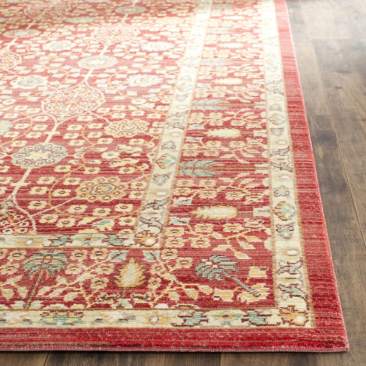 SAFAVIEH Valencia Collection Accent Rug - 2' x 3', Red & Red, Boho Chic Distressed Design, Non-Shedding & Easy Care, Ideal for High Traffic Areas in Entryway, Living Room, Bedroom (VAL120R)