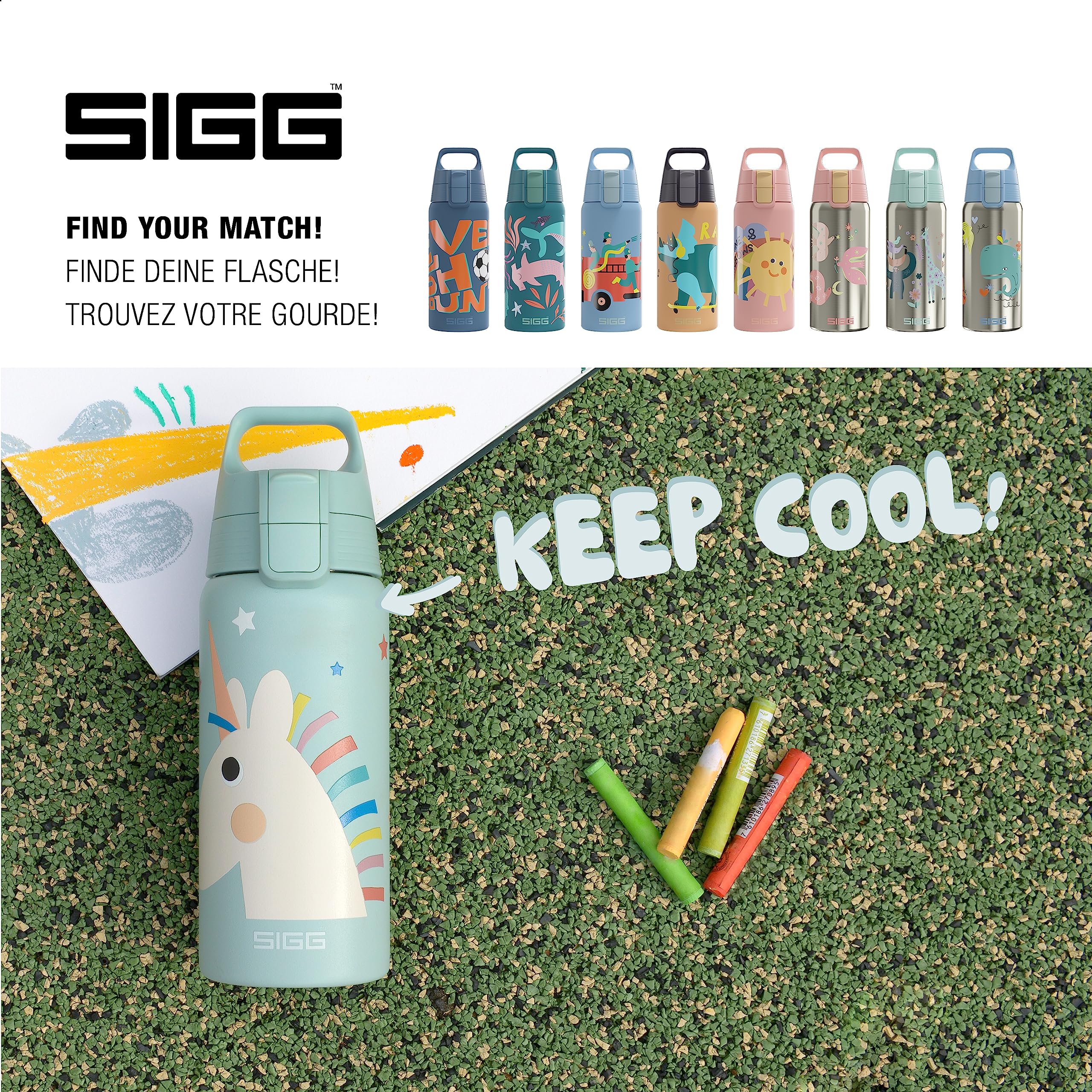Sigg - Isolierte Trinkflasche Kinder - Shield Therm ONE - Für Kohlensäurehaltige Getränke Geeignet - Auslaufsicher & Leicht - BPA-frei - 0,5L