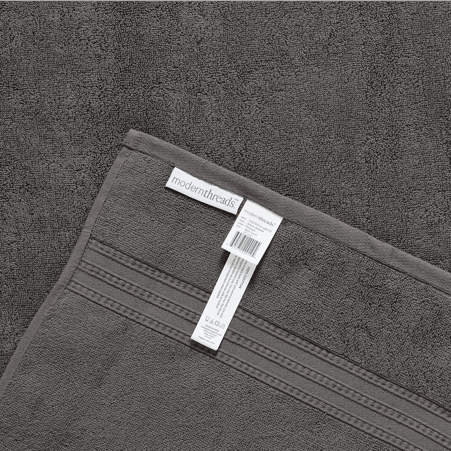 Modern Threads Artesia Damask 6-Piece 100% Combed Cotton Reversible Yarn Dyed Jacquard Towel Set Platinum - Image 3