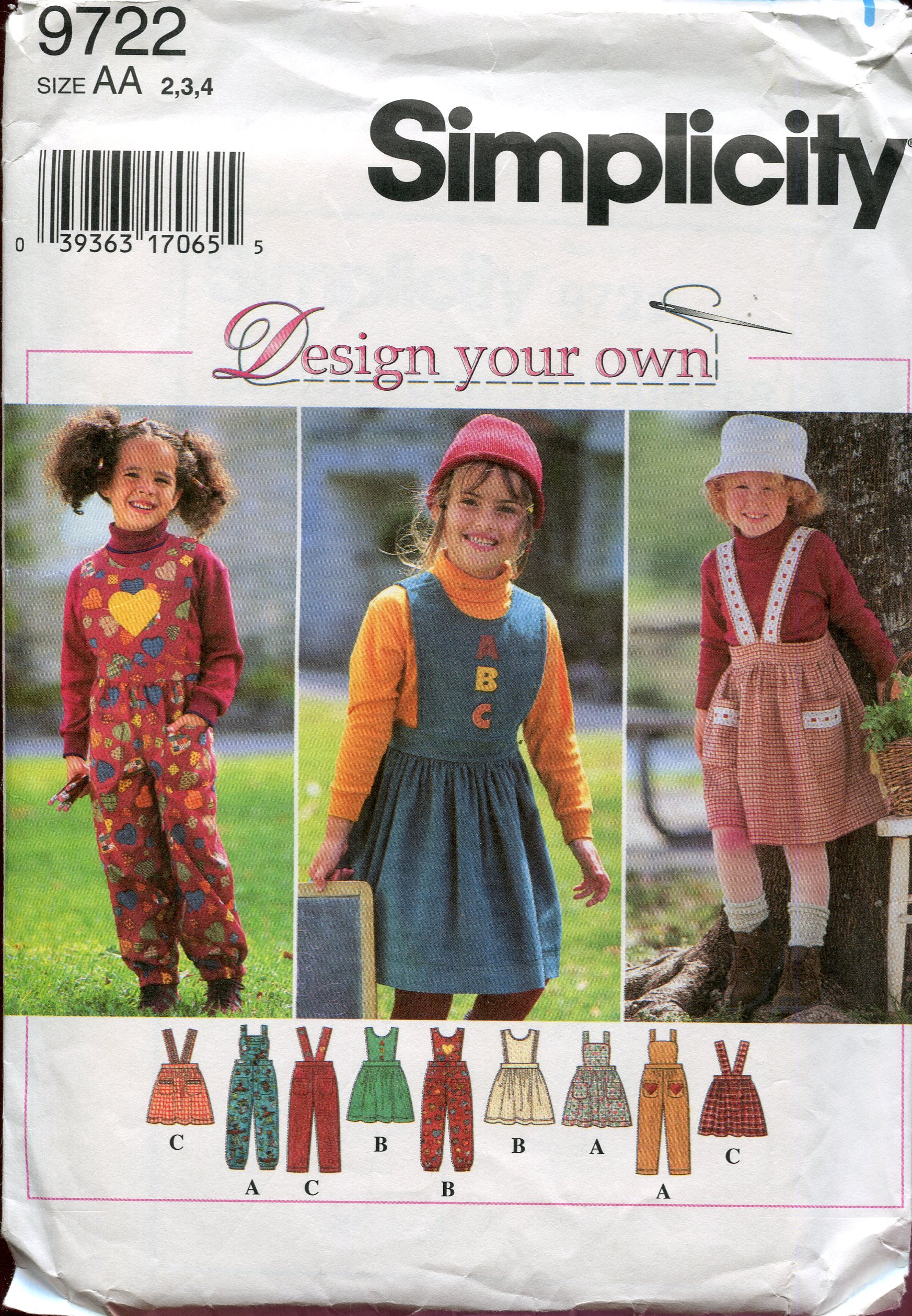 Patron couture Simplicity 9722 haut jumper et jumpsuit enfant chic