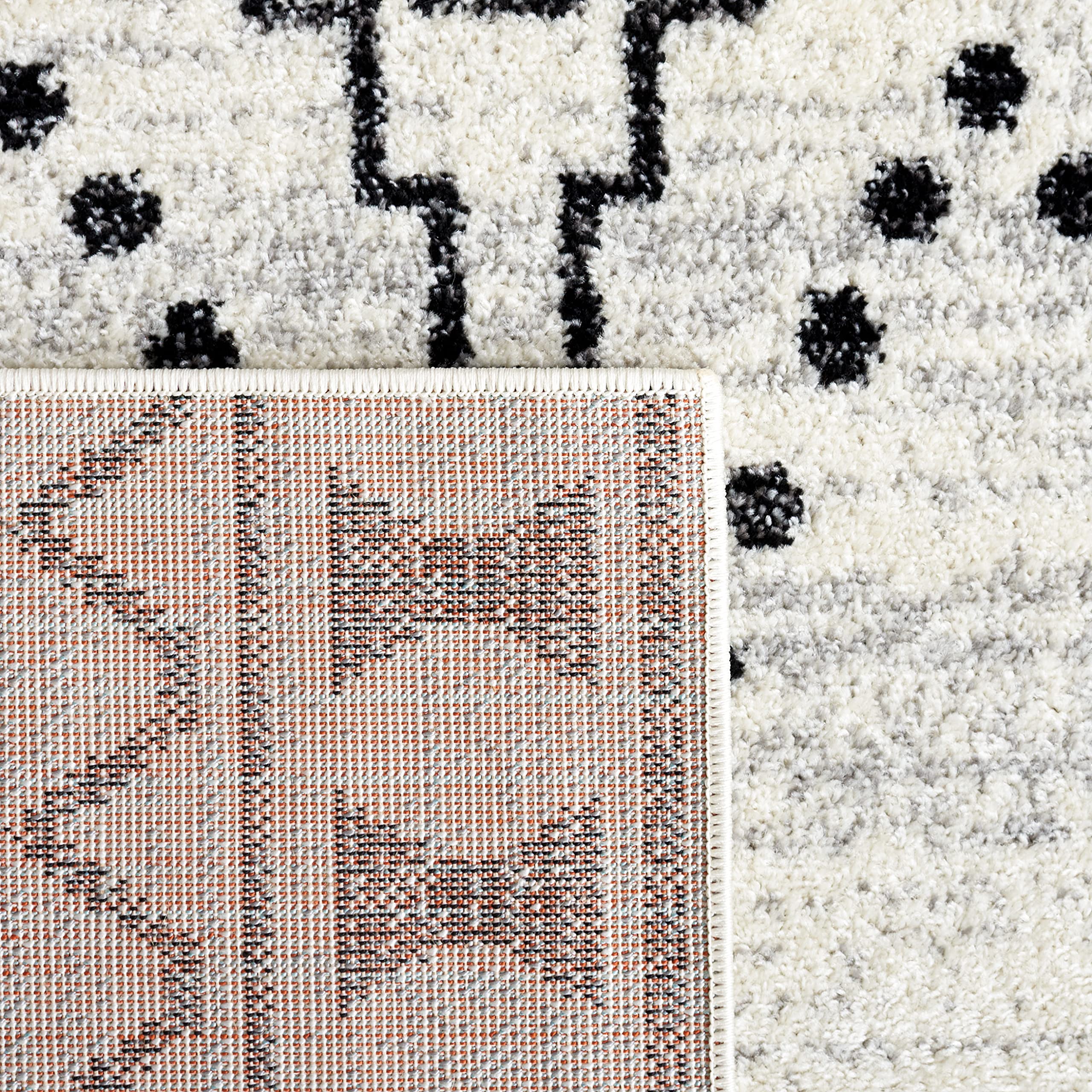SAFAVIEH Tulum Collection Area Rug - 5'3 x 7'6, Ivory & Grey, Moroccan Boho Distressed Design, Non-Shedding & Easy to Clean, Ideal for Living Room, Bedroom, Dining Space (TUL264A