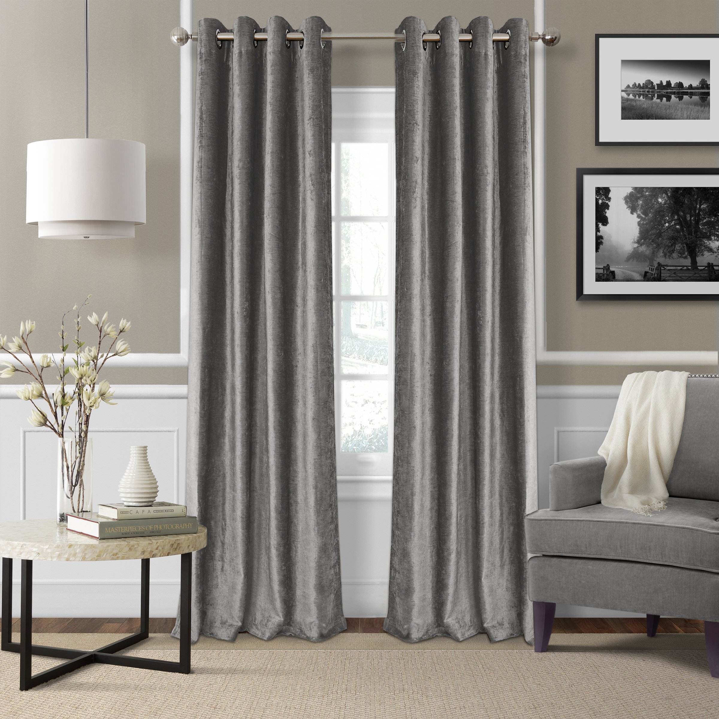 Silver Crushed Velvet Curtains Curtains & Drapes
