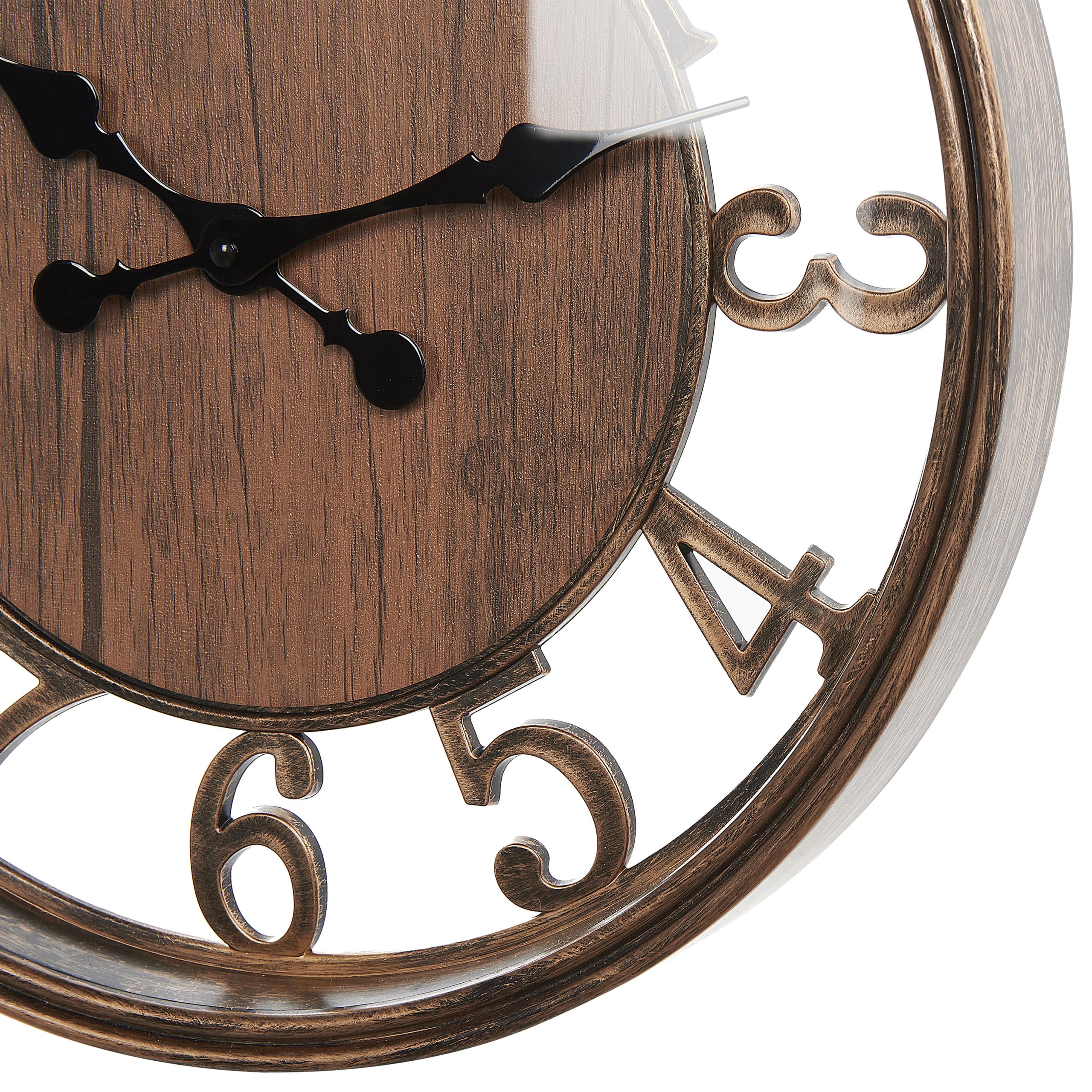 Traditionelle Wanduhr braun ø 52 cm rund arabische Ziffern Alcoba