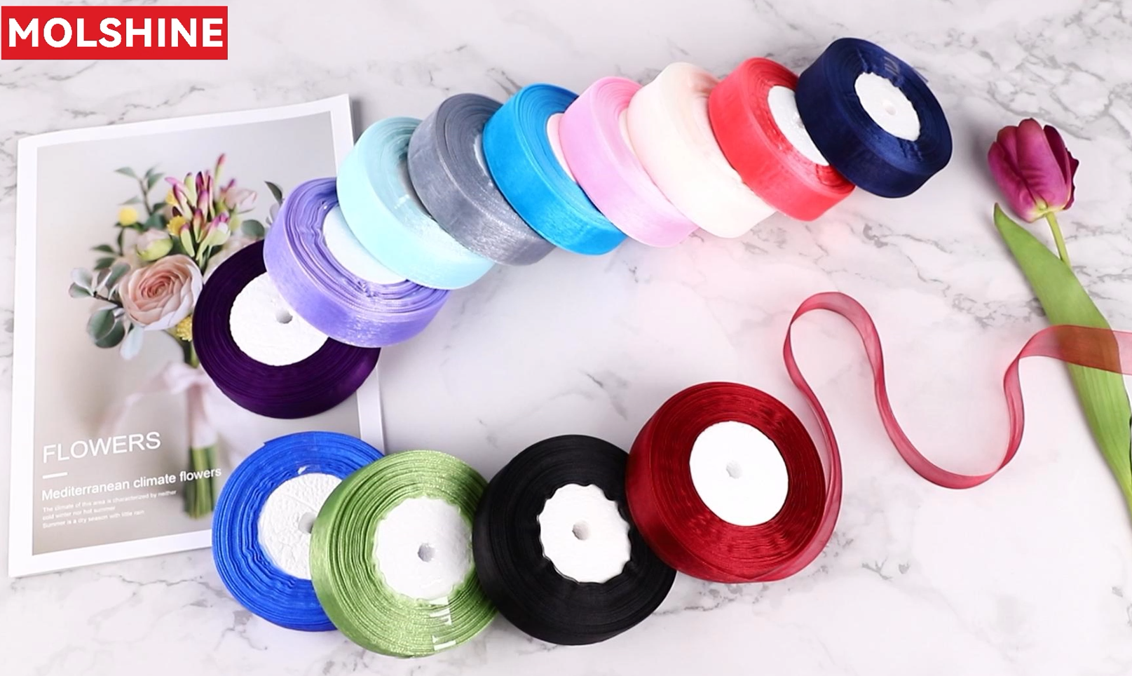 Lot De 8 Rouleaux De Ruban Organza - 4 Cm X 9 M - 8 Couleurs Scintillantes - Pour DIY, Mariage, Décoration, Emballage Cadeau