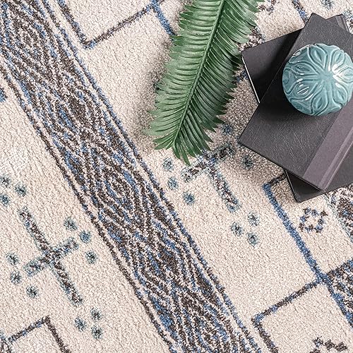 Vista 5 de nuLOOM Erika - Alfombra tribal de transición, 8 x 10, gris