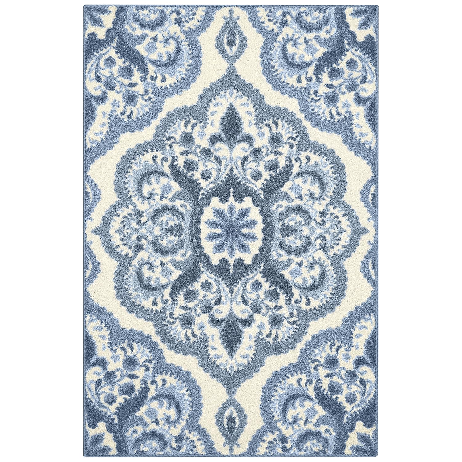 Maples Rugs Vivian Medallion Area Rug Made in USA Washable Non-Slip Indoor Carpet for Kitchen Entryway and Living