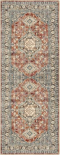 Miniatura 6 de Lahome Alfombra oriental lavable de 2 x 6 pies, antideslizante, color rojo ladrillo, alfombra de pasillo de cocina con parte trasera de goma,