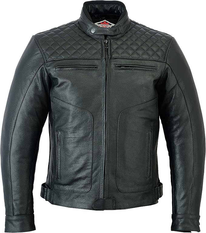 Texpeed Mens Leather Motorcycle Jacket Touring Motorbike Jacket With
