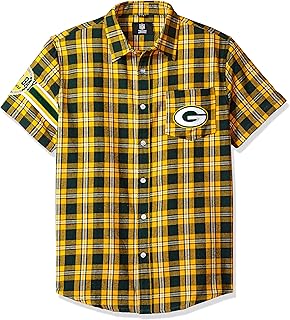 FOCO NFL Mens Wordmark Basic Flannel Shirt - Short Sleeve