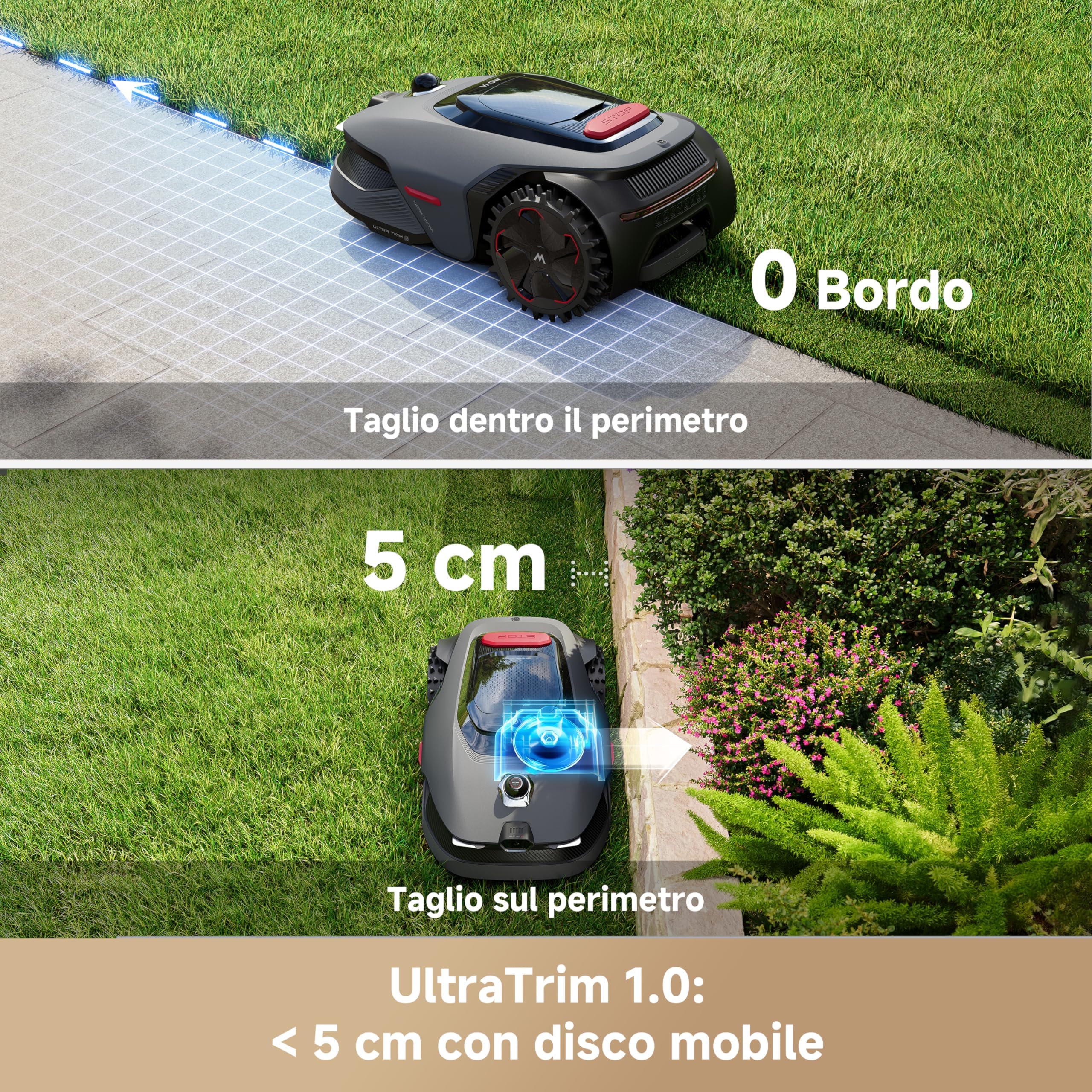 MOVA LiDAX Ultra 800 Bezprzewodowa kosiarka obwodowa, zalecana 500-800 m², mapowanie IA i LiDAR 3D 360° bez RTK, obrzeża 5 cm, bezpieczeństwo zwierząt, wszystkie tereny, wydajne cięcie U