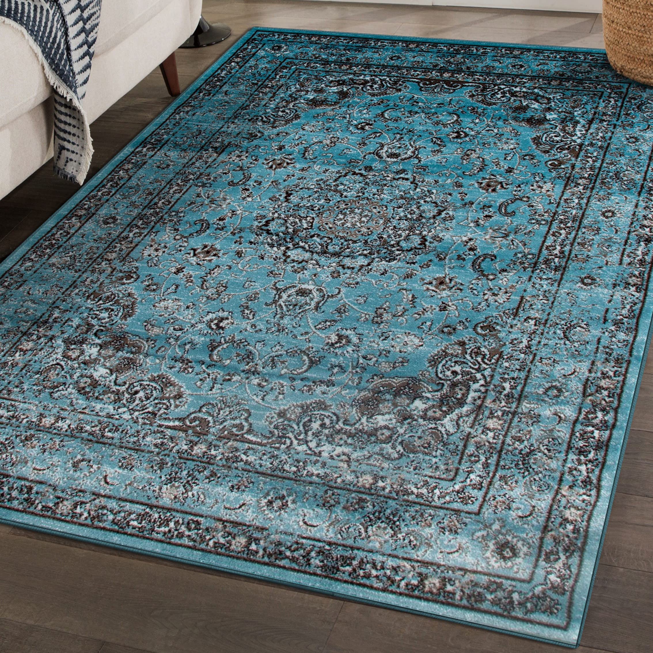 Persian Area Rugs 3212 Blue 8x10 Area Rug, 8 ft x 11 ft