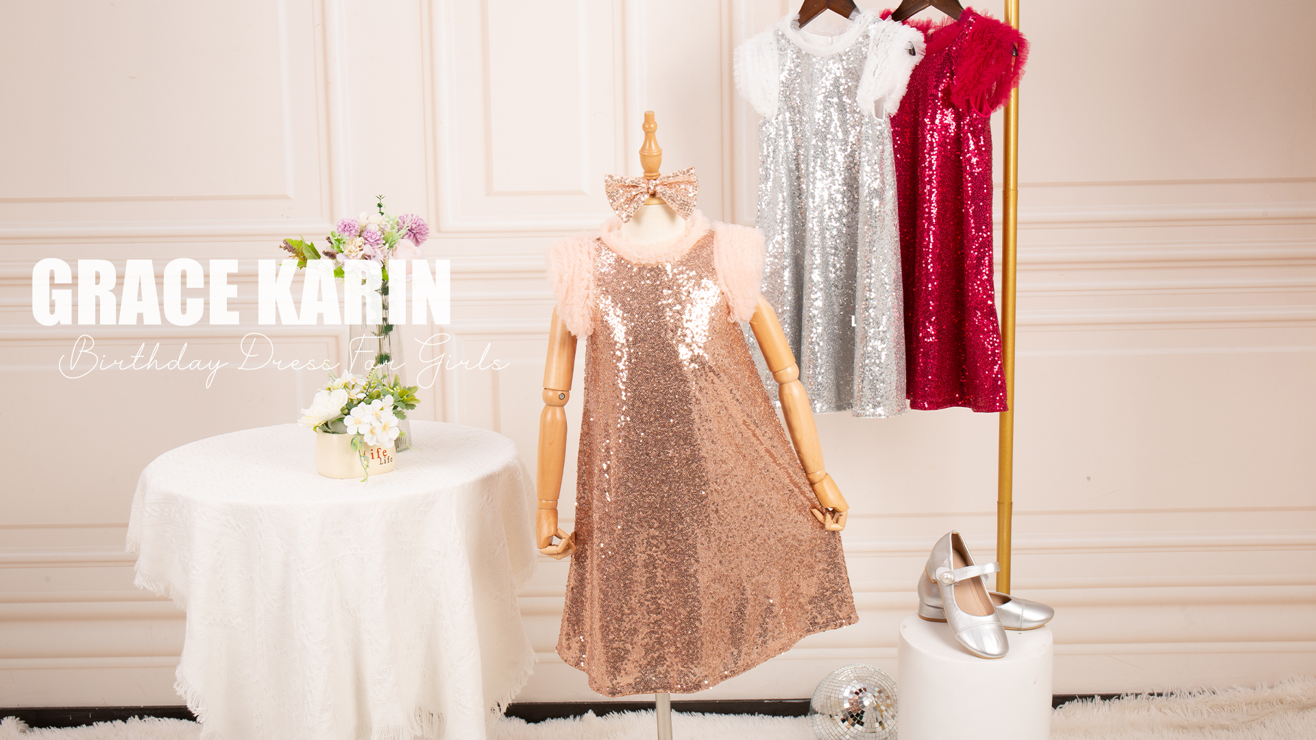 gold sherri hill short dress Sugar Kayne C405 Shimmer Organza Girls Pageant Dress main image 0