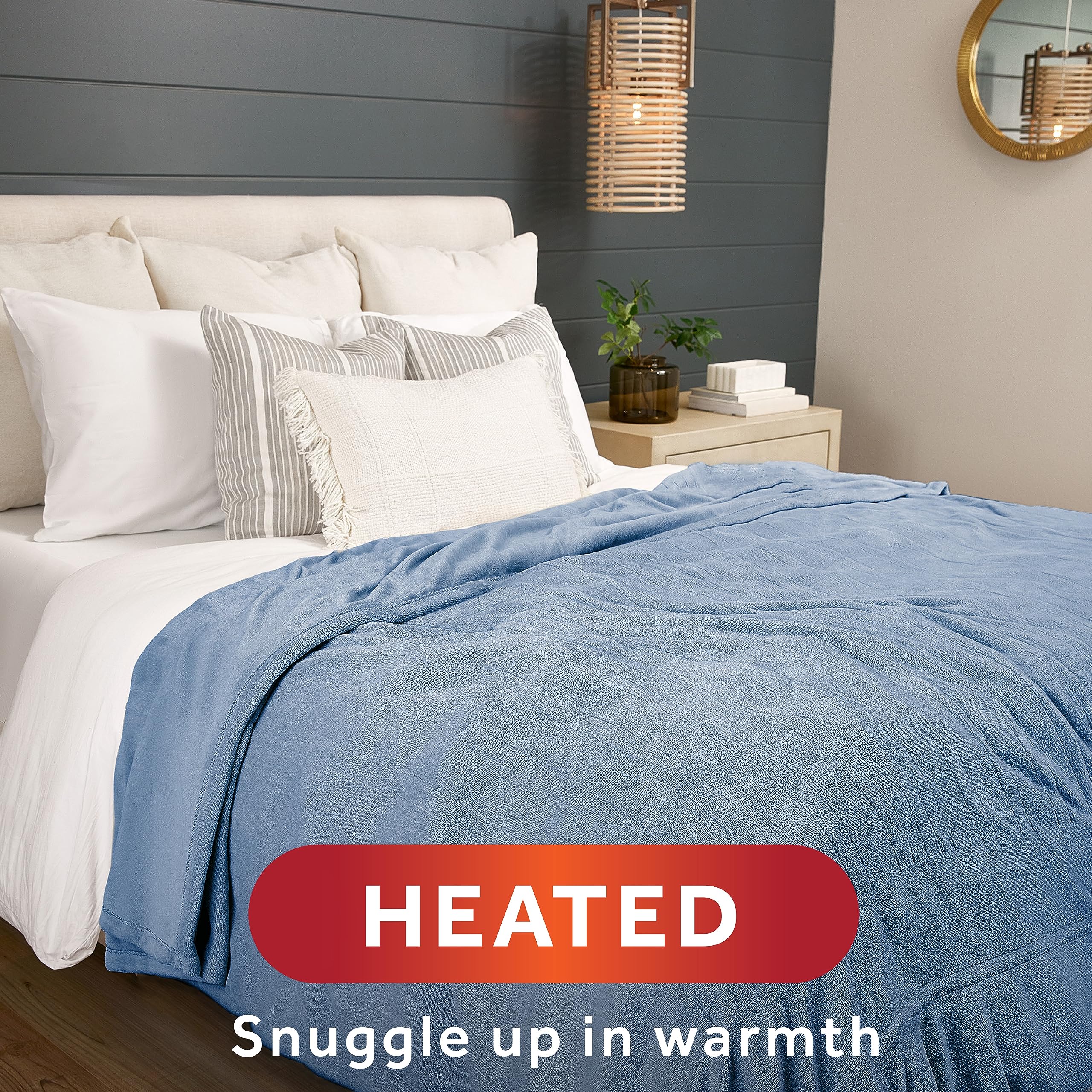 Sunbeam Royal Luxe Cadet Blue Heated Blanket - Twin