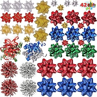 JOYIN 42 Pcs Christmas Assorted Gift Bows with 36 Multi-Colored Assorted...