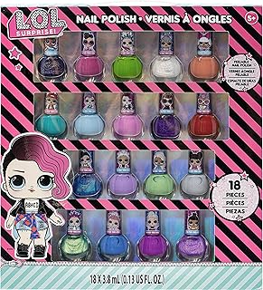 L.O.L Surprise! Townley Girl Non-Toxic Peel-Off Nail Polish Set for Girls, Glittery and Opaque Colors, Ages 5+ (18 Pcs), for Parties, Sleepovers and Makeovers