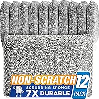 SPONGENATOR Heavy Duty Non-Scratch Kitchen Scrubbing Sponges - Multi-Surface Dish Scrubbers, Long-Lasting 12 Pack Silver