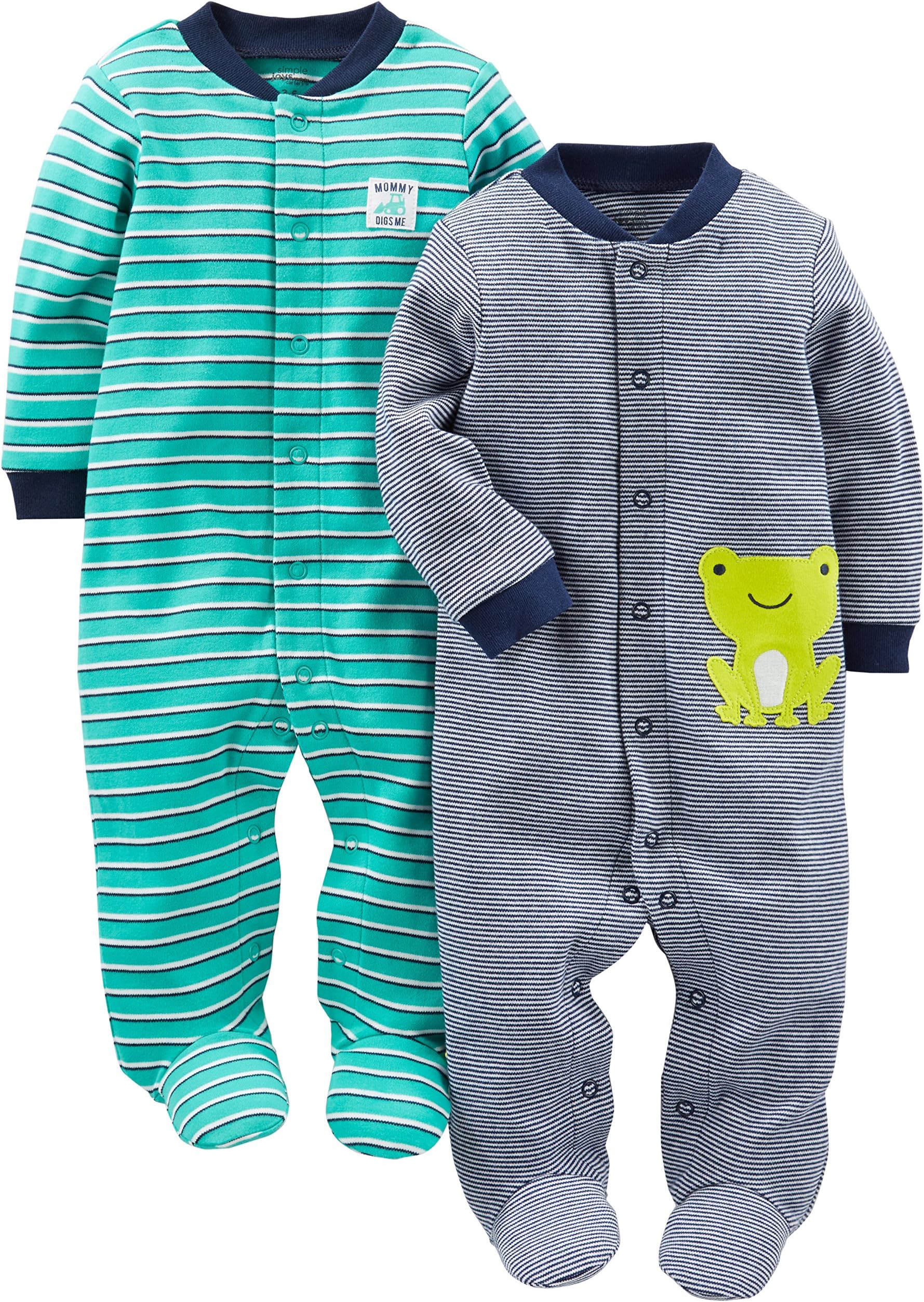 baby-boys 2-way Zip Thermal Footed Sleep and Play, Pack of 2