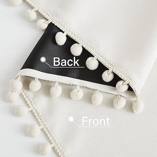 Miniatura 7 de Jubilantex Cortinas opacas beige 99% opacas para tratamiento de ventanas, 95 pulgadas de largo con ojales que reducen el ruido, 2 paneles para