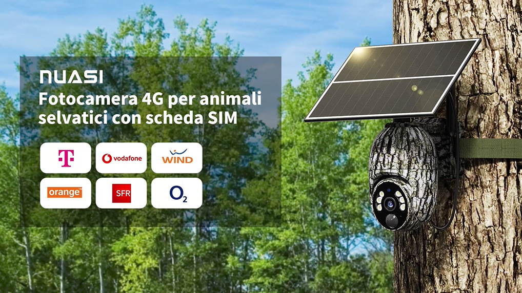 Fototrappola 4G Con SIM - Videosorveglianza Senza Wi-Fi E Pannello Solare
