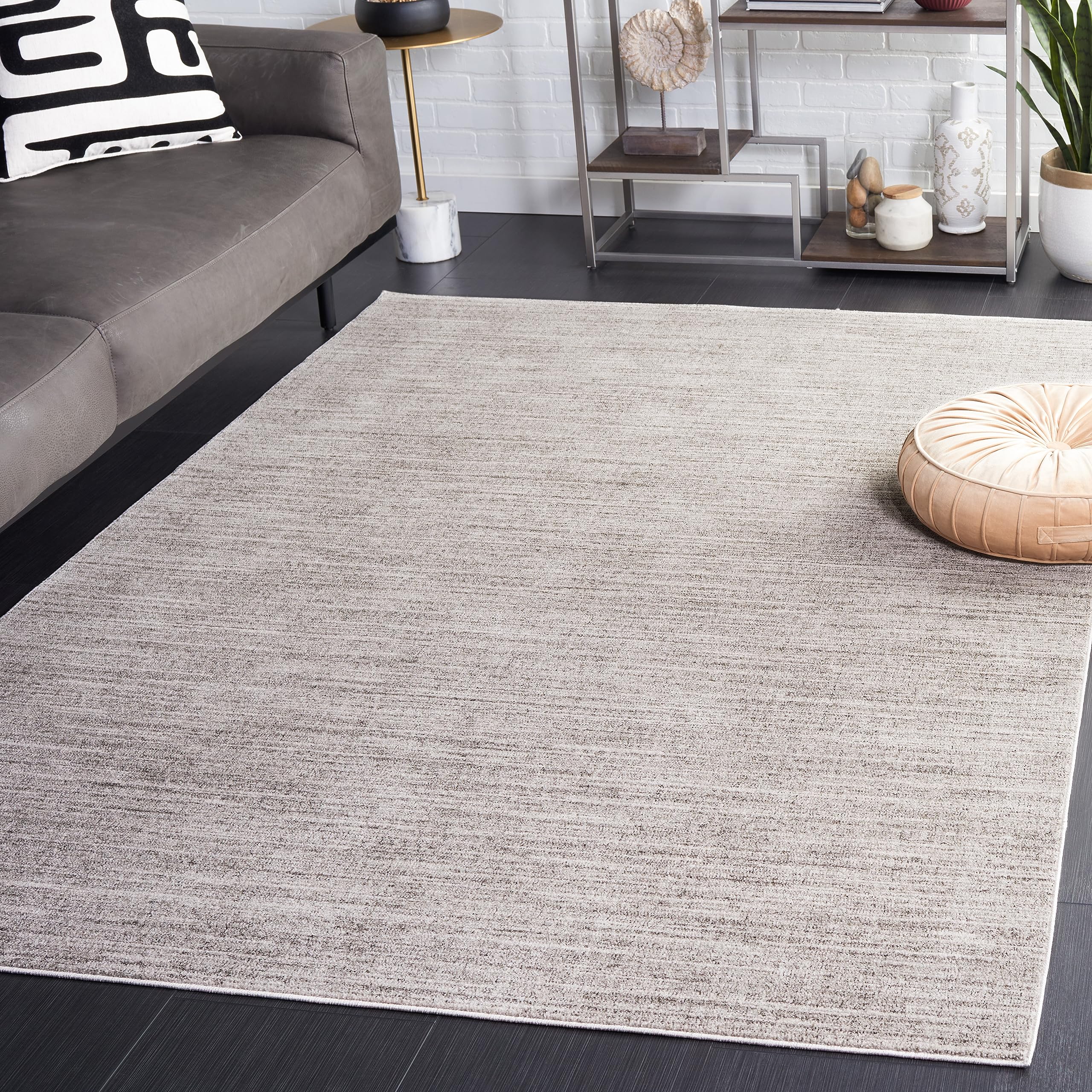 SAFAVIEH Washable Rug Dune Collection - 5'3" x 7'6", Grey & Grey, Slip Resistant & Easy to Clean, Ideal for Living Room, Bedroom, Home Office, Dining