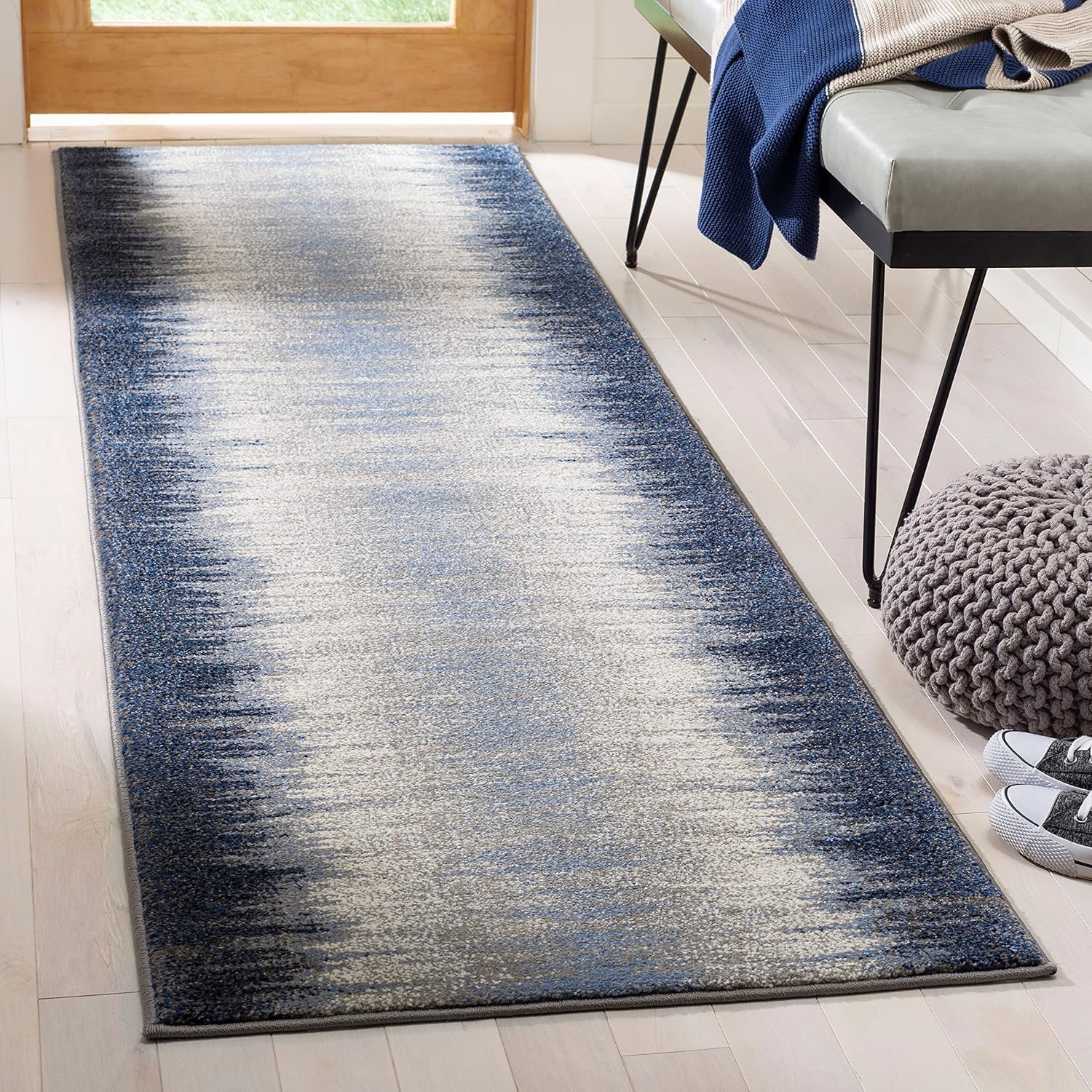 SAFAVIEH Galaxy Collection 2'3" x 8' Blue / Navy GAL114M Modern Non-Shedding Living Room Entryway Foyer Hallway Bedroom Runner Rug