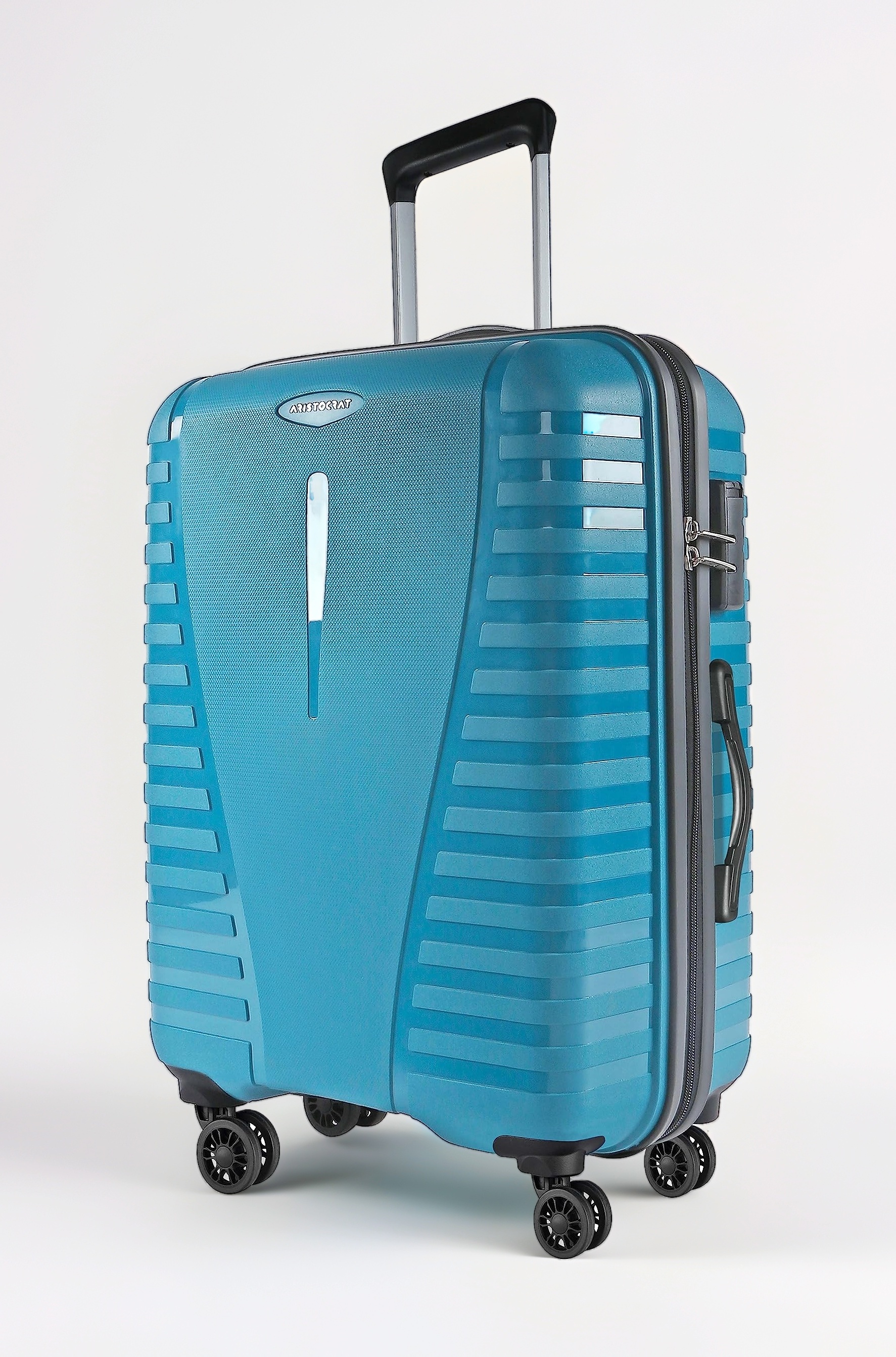 Aristocrat Large Airpro 76 Cms Check-in Polypropylene Hardsided 8 Spinner Wheels Luggage/Suitcase/Trolley Bag- Coral Teal Blue, 53 Cm