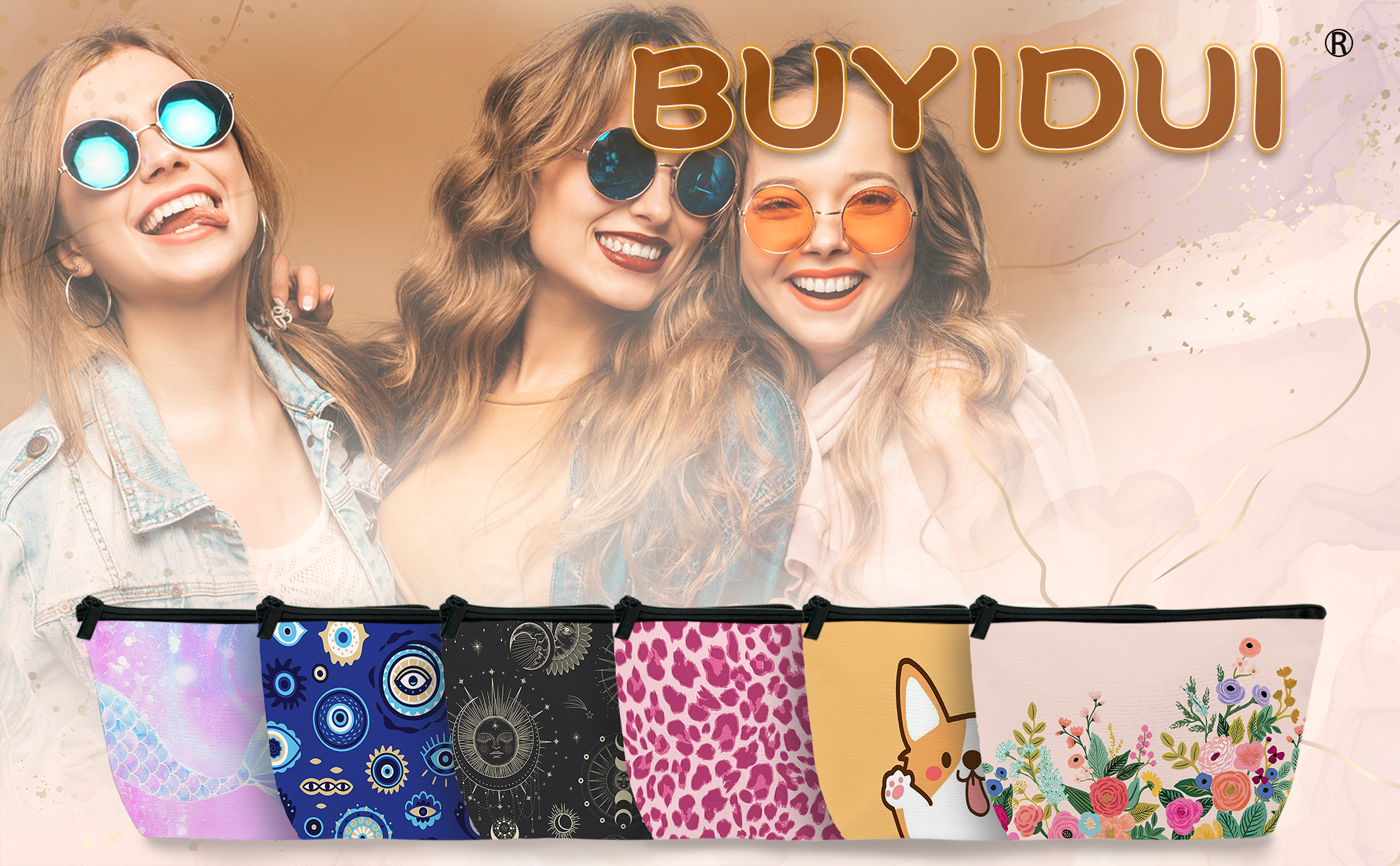BUYIDUI Corgi Make-up-Tasche Für Damen & Mädchen – Aus Weichem Polyester, 23,9 X 15,2 X 7,9 Cm – Mit Niedlichem Kaktus-Design, Perfekt Für Reisen