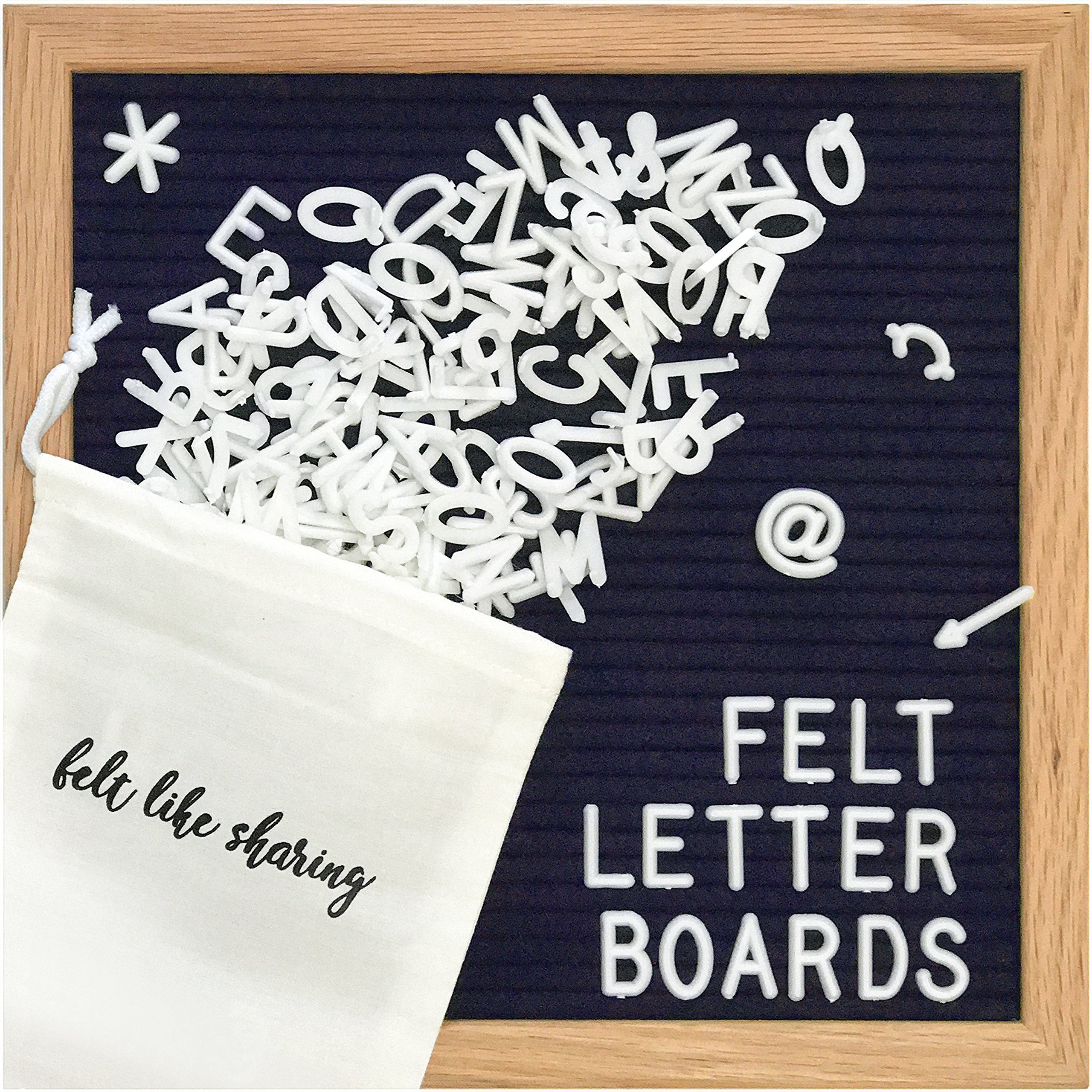 Felt Like Sharing Square Letter Board (Navy Felt - 10”x10”) – Changeable Message Board with 3 Sets of Felt Board Letters for Home, Office, & Aesthetic