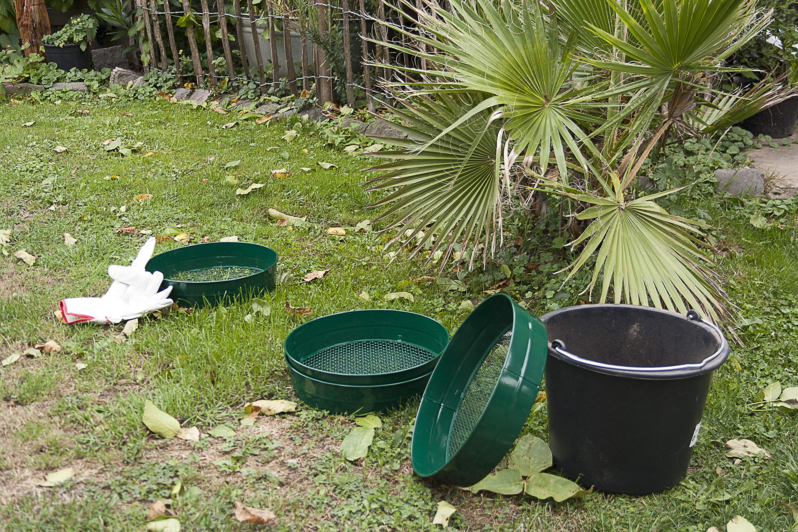 Sterico Sitko ogrodowe w różnych rozmiarach, okrągłe Ø 33 cm do nasion, ziemi, kompostu, kamieni, chwastów, kruszonego kamienia, układania w stosy, wytrzymałe (6 mm)