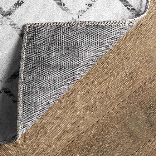 Miniatura 4 de nuLOOM Alfombra marroquí Blythe Accent, lavable a máquina, 183 cm, redonda, gris