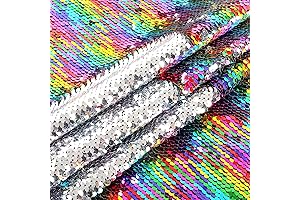 LOTOFUN 51x18” Reversible Sequin Flip Fabric: Sensory Half Yard for DIY Sequence Fabric