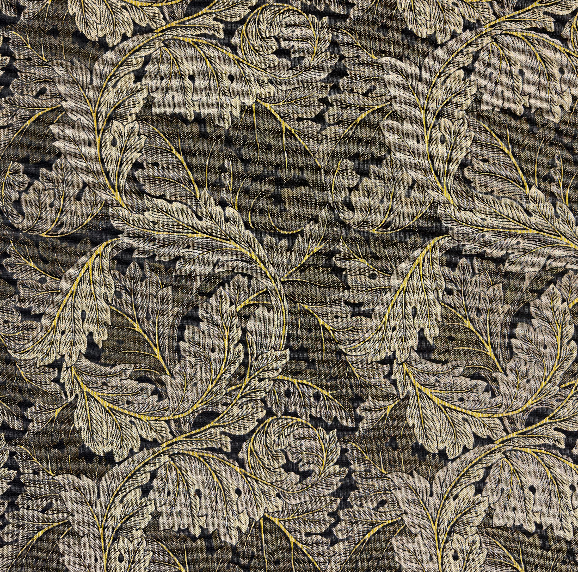 Glamour Secrets Multi Tapestry Fabric William Morris Acanthus Leaf Ebony Black Upholstery Fabric Material Metre